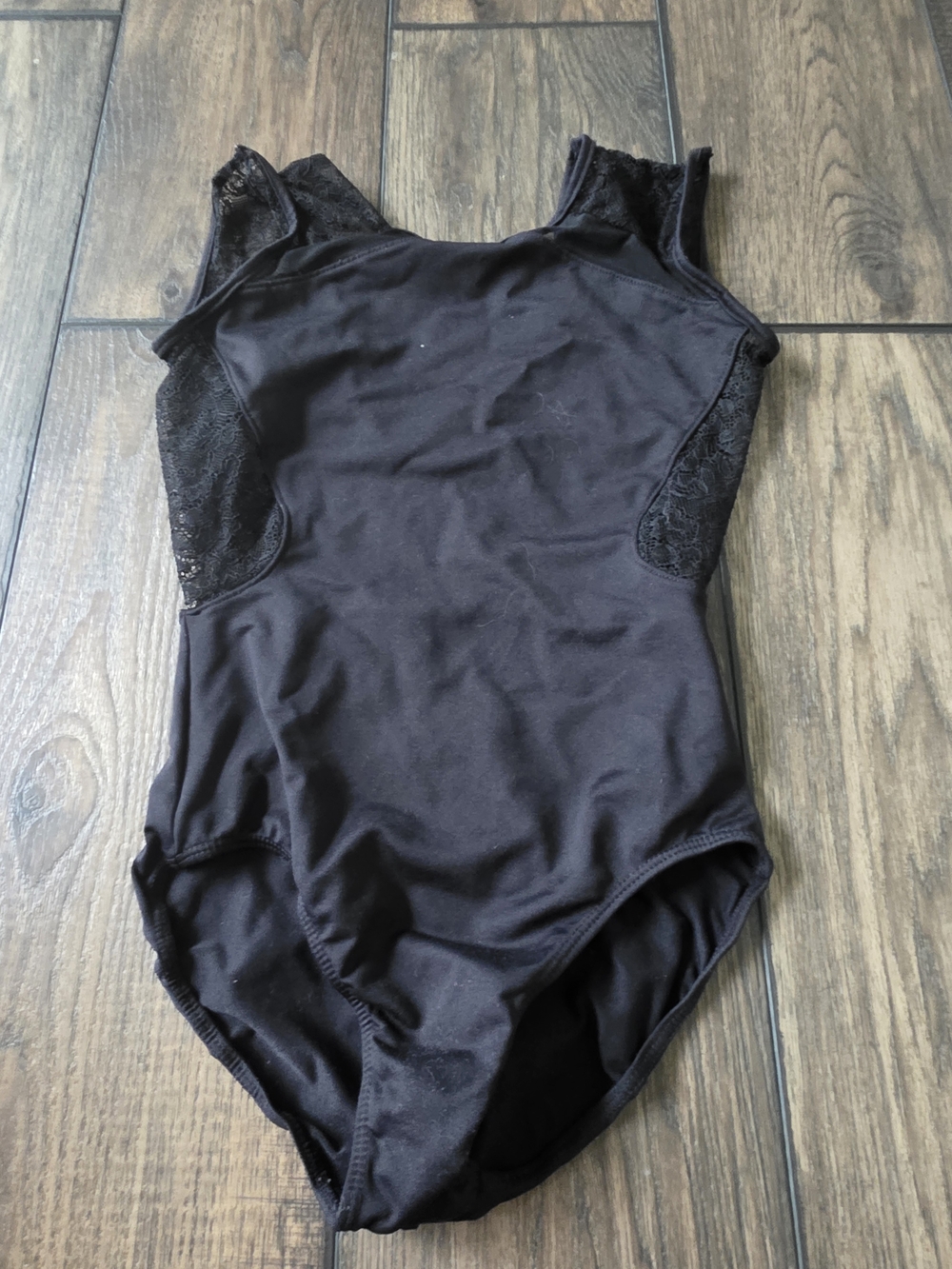 Black Girls' Lace-Panel Dance Leotard - Brand Unknown